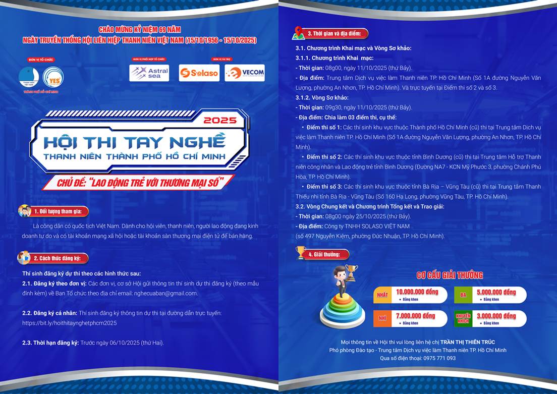 Hội thi tay nghề thanh niên Thành phố Hồ Chí Minh năm 2025 tập trung vào không gian số