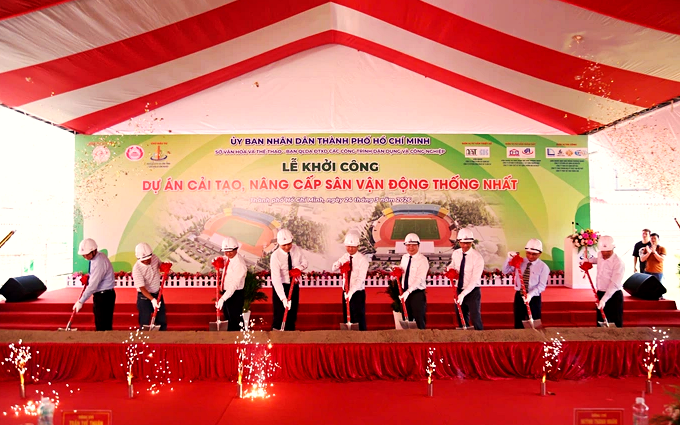 Cải tạo sân Thống Nhất chuẩn bị cho Đại hội thể dục thể thao toàn quốc 2026